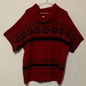 dressbarn Red and Black Cowl Neck Sweater